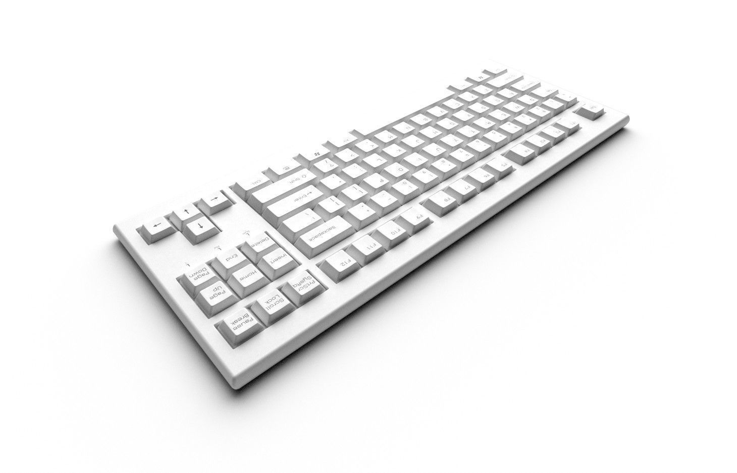 Pc Keyboard M03 White Low-poly 3D model_5