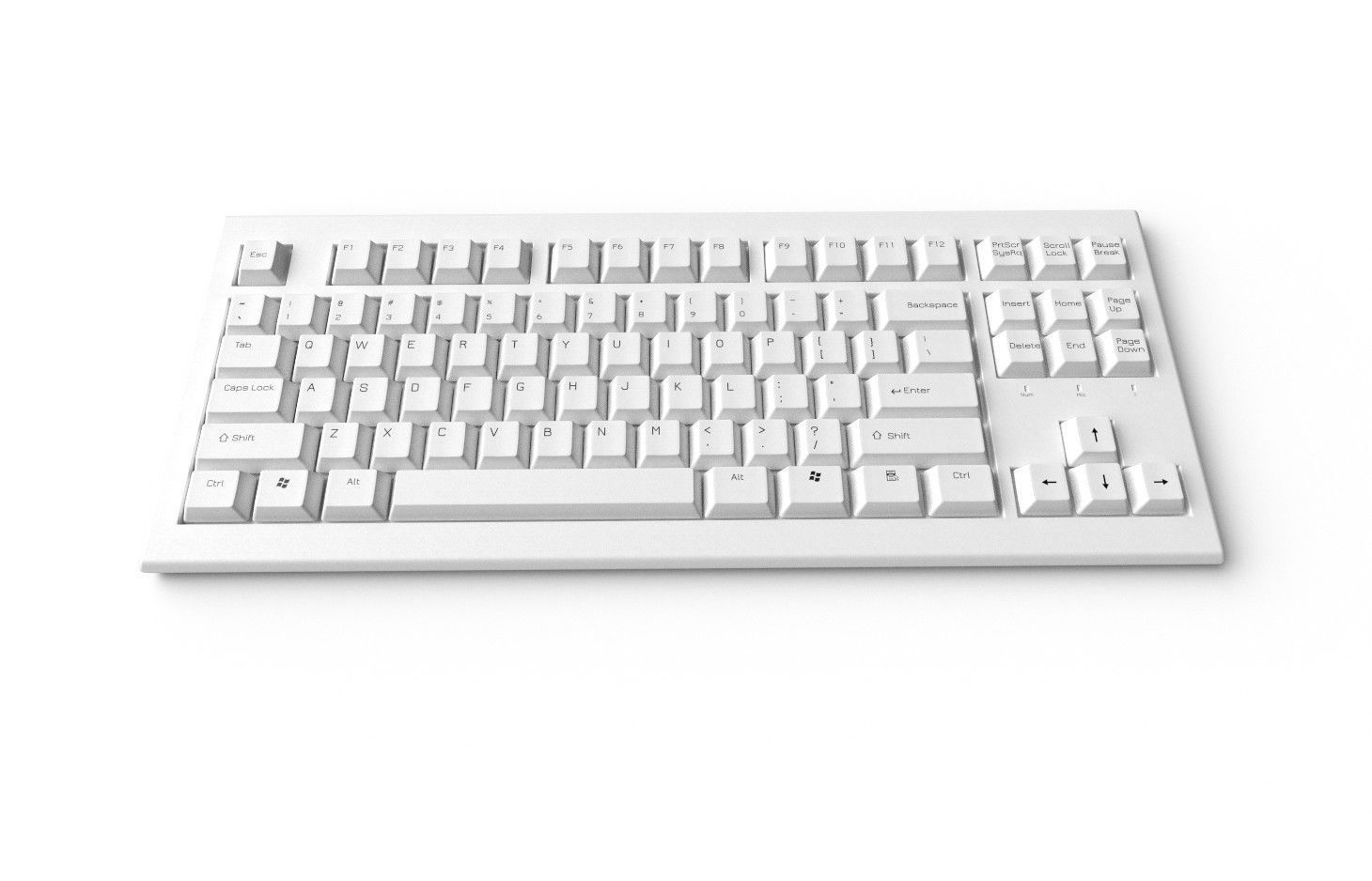 Pc Keyboard M03 White Low-poly 3D model_3