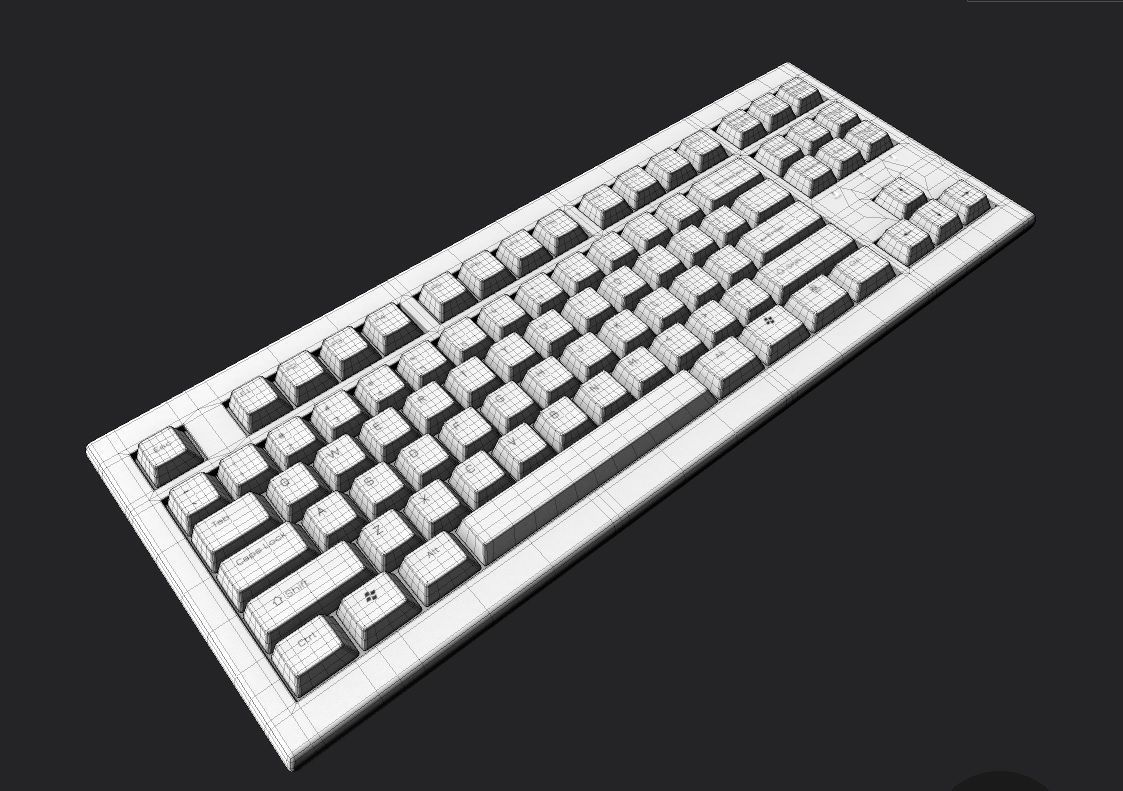 Pc Keyboard M03 White Low-poly 3D model_1