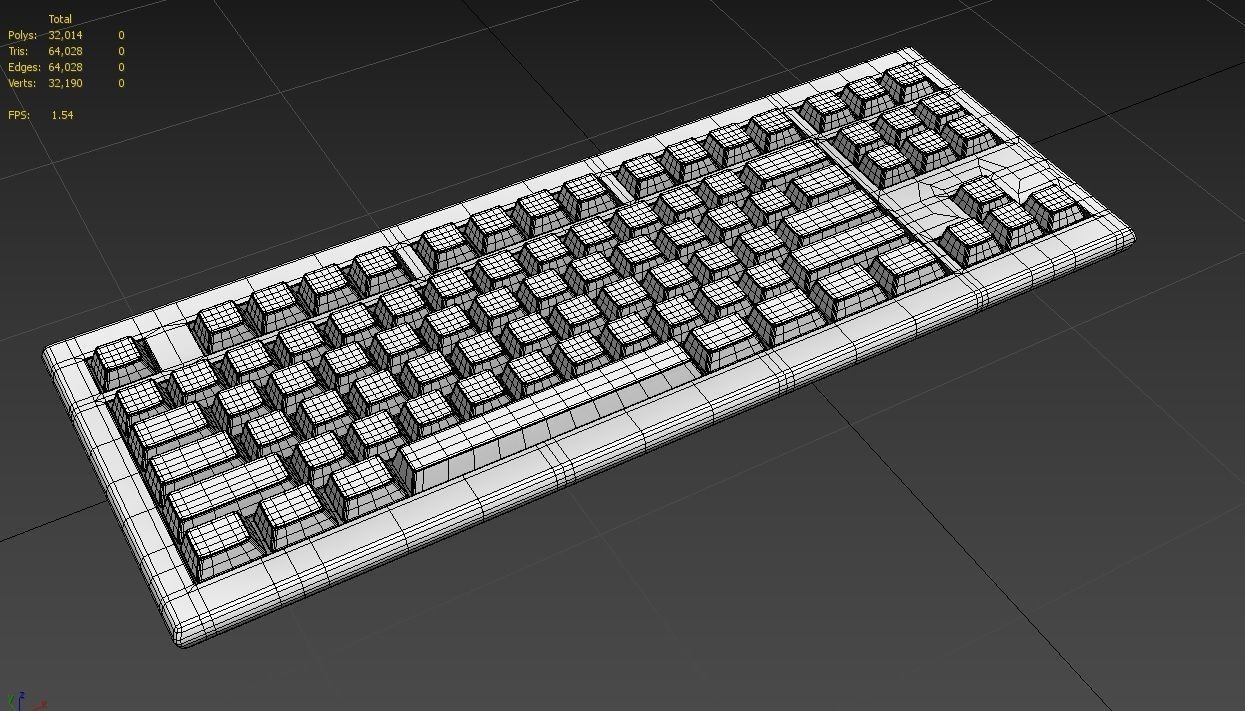 Pc Keyboard M03 White Low-poly 3D model_7