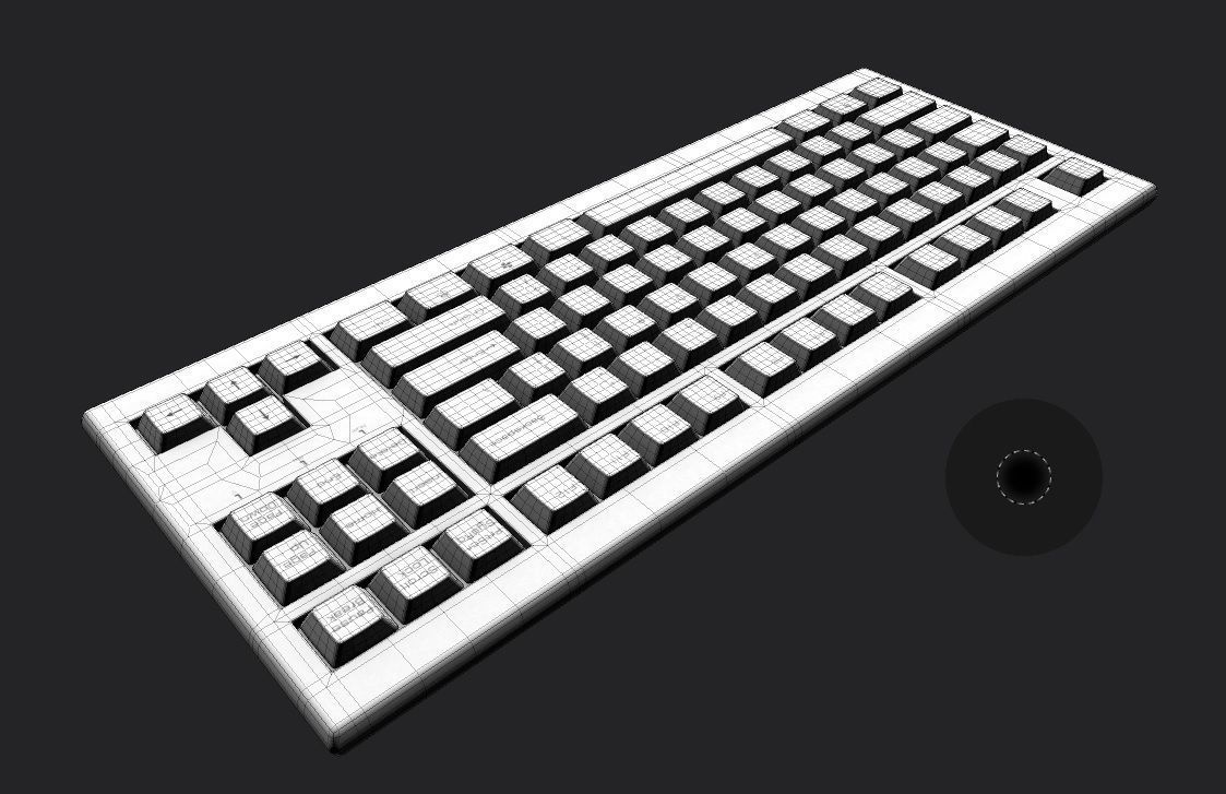 Pc Keyboard M03 White Low-poly 3D model_6