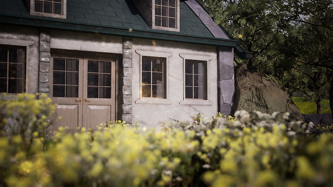 Stone Cottage 33 Assets Low-poly 3D model 5