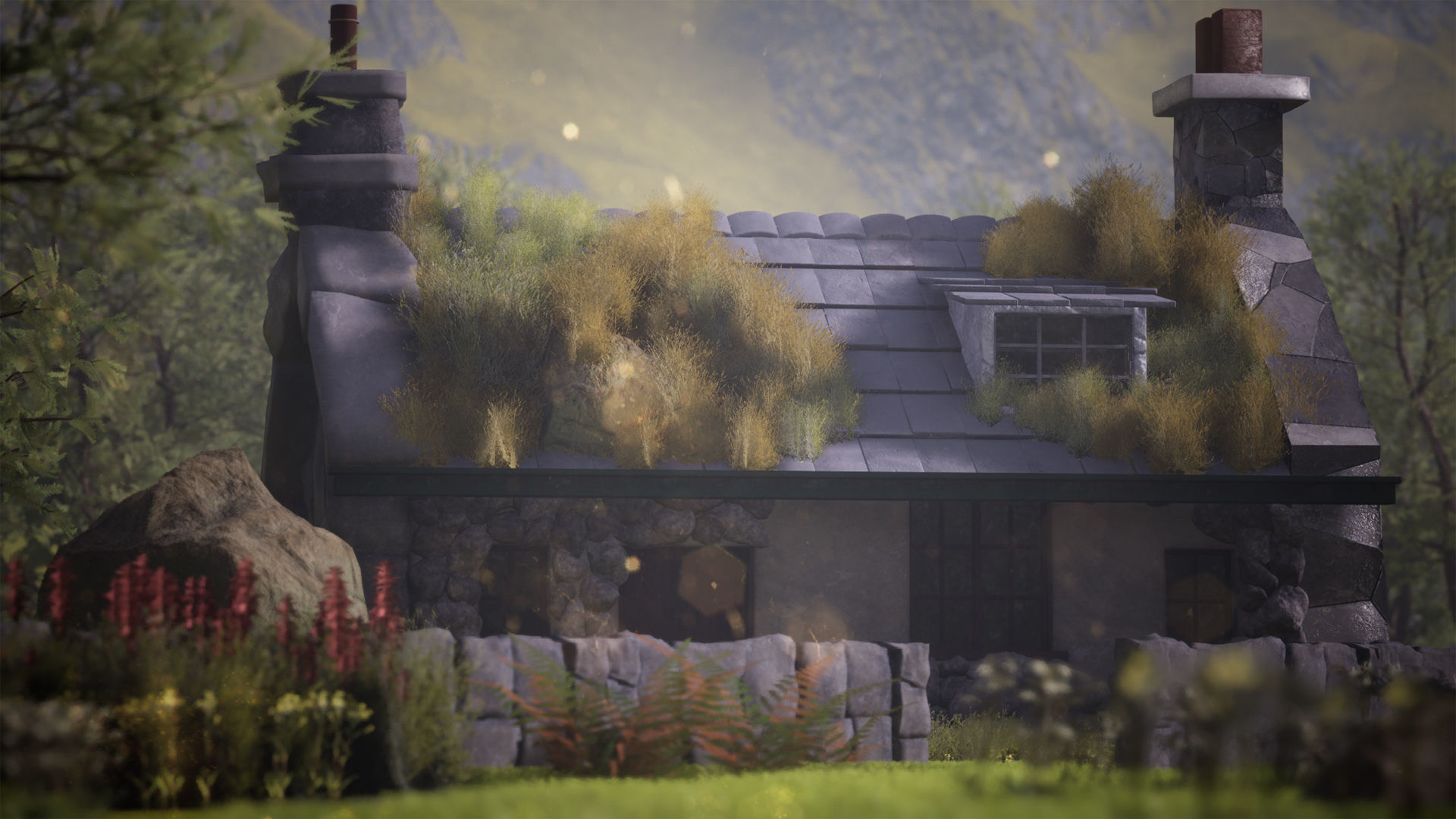 Stone Cottage 33 Assets Low-poly 3D model_7