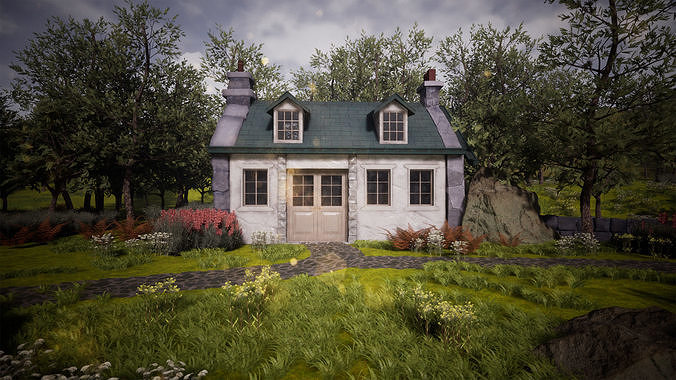 Stone Cottage 33 Assets Low-poly 3D model 7
