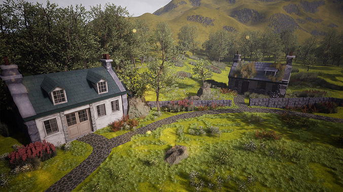 Stone Cottage 33 Assets Low-poly 3D model 2