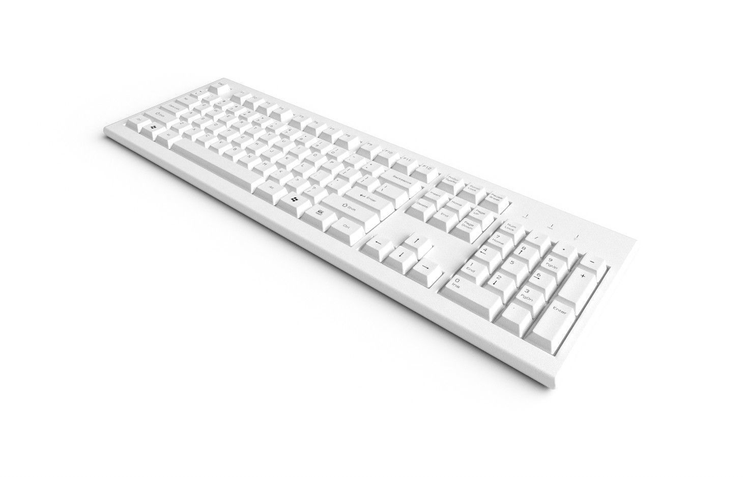 Pc Keyboard M01 White Low-poly 3D model_3