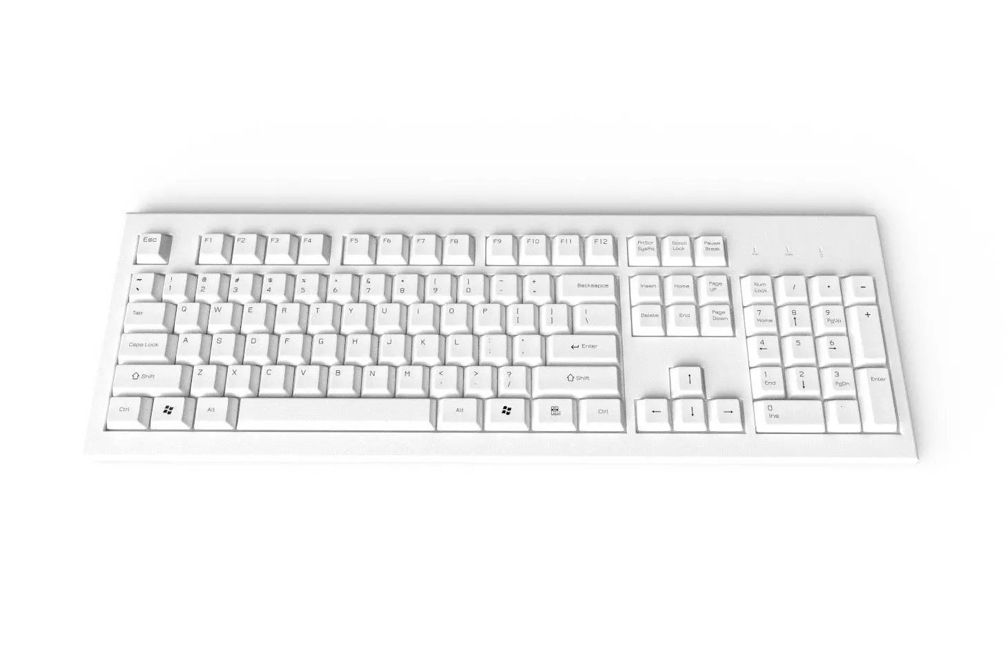 Pc Keyboard M01 White Low-poly 3D model_0