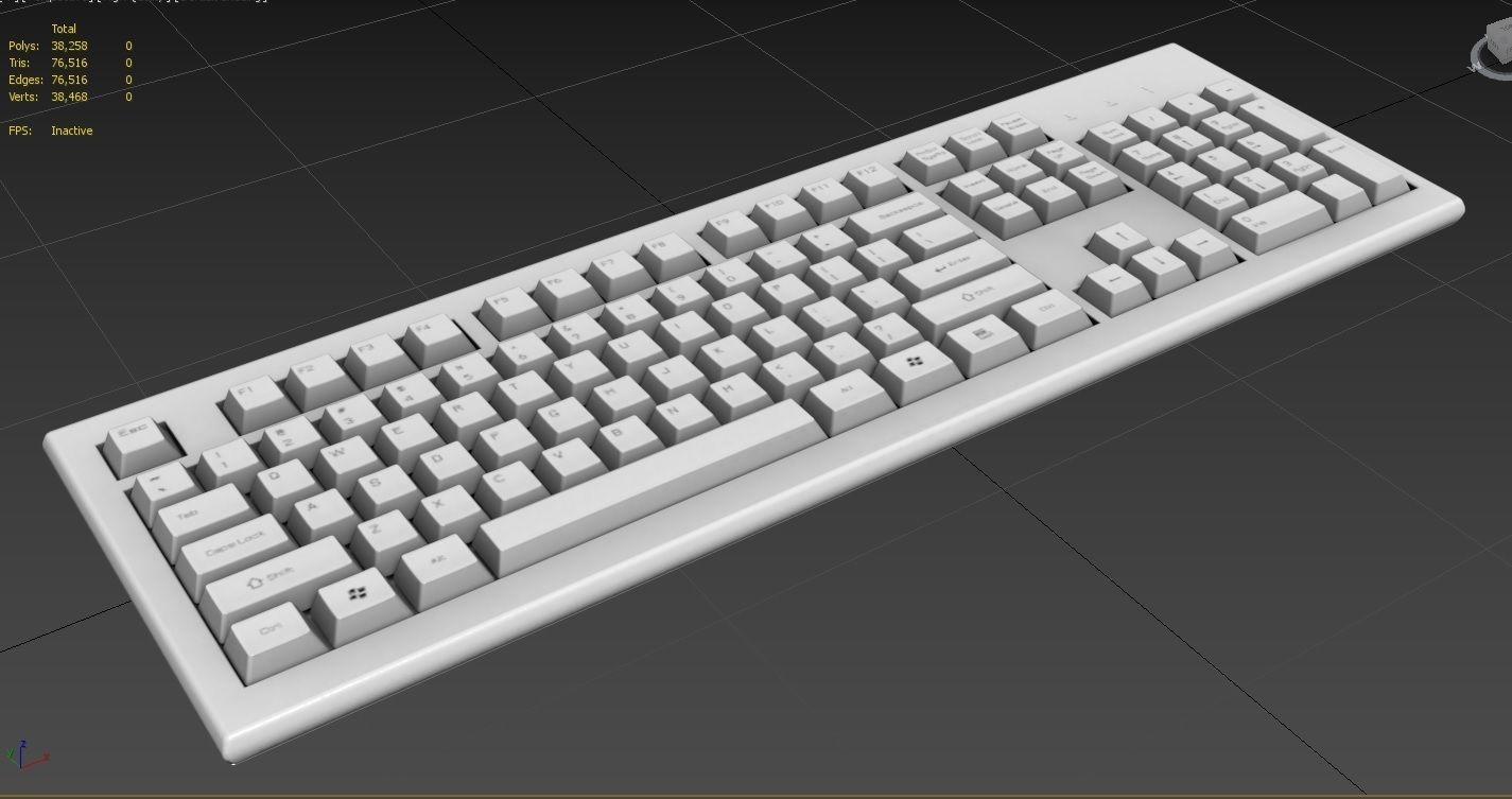 Pc Keyboard M01 White Low-poly 3D model_2