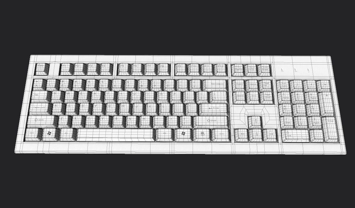 Pc Keyboard M01 White Low-poly 3D model_1