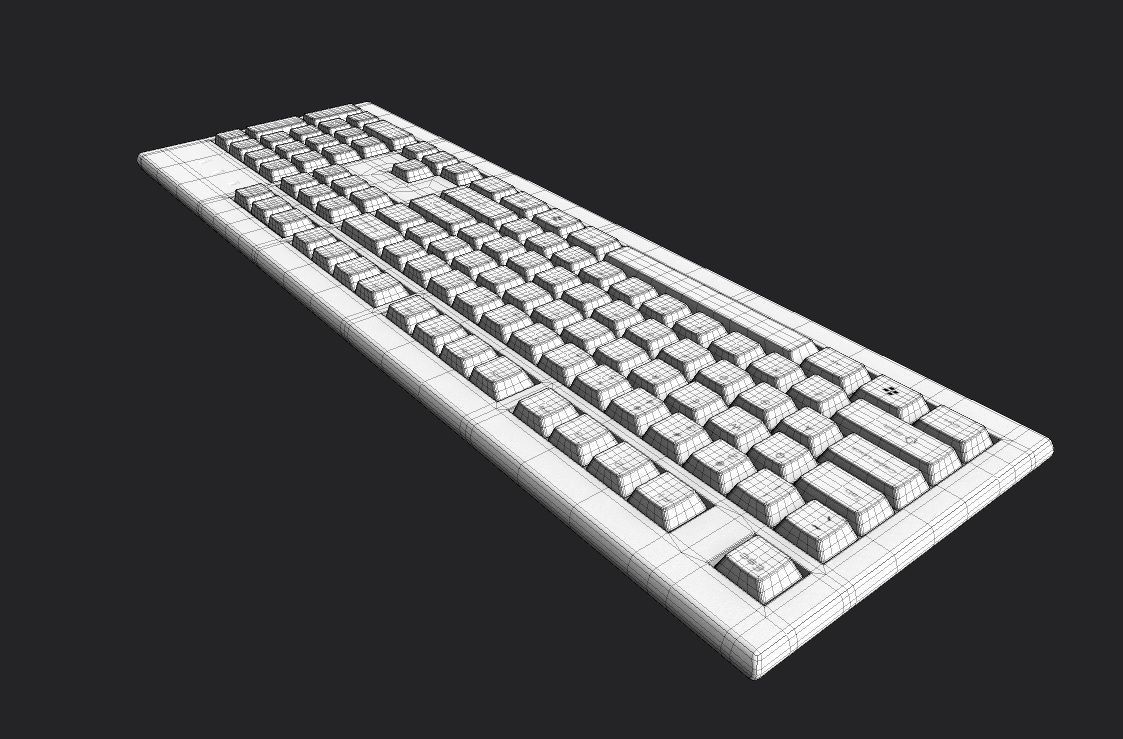 Pc Keyboard M01 White Low-poly 3D model_6