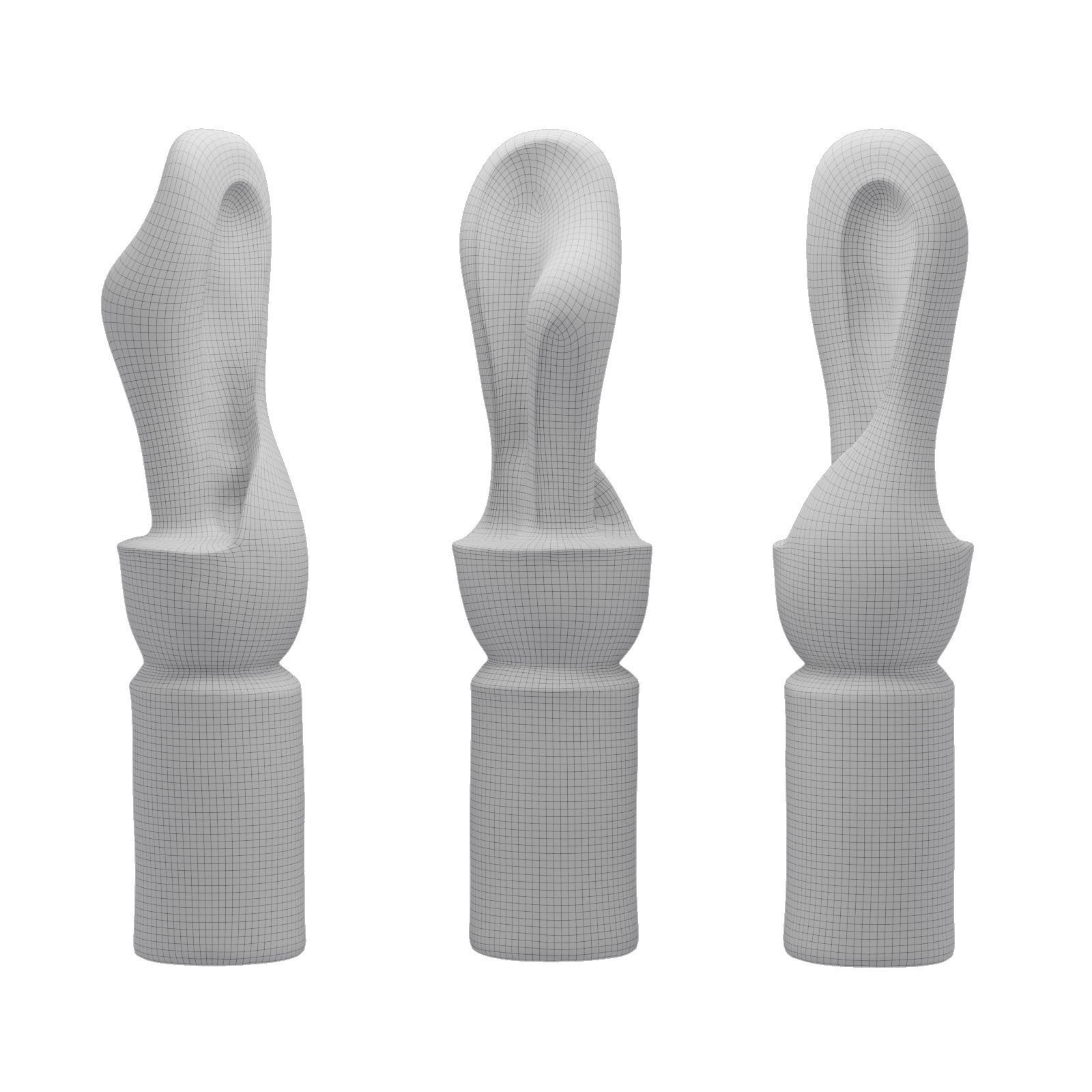 Abstract tall figure sculpture Low-poly 3D model_6