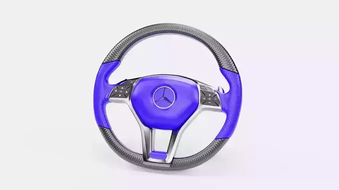3d Steering Wheel With Blue Cover 3D model