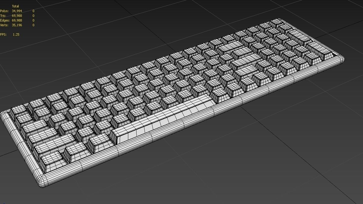 Pc Keyboard M02W Low-poly 3D model_7