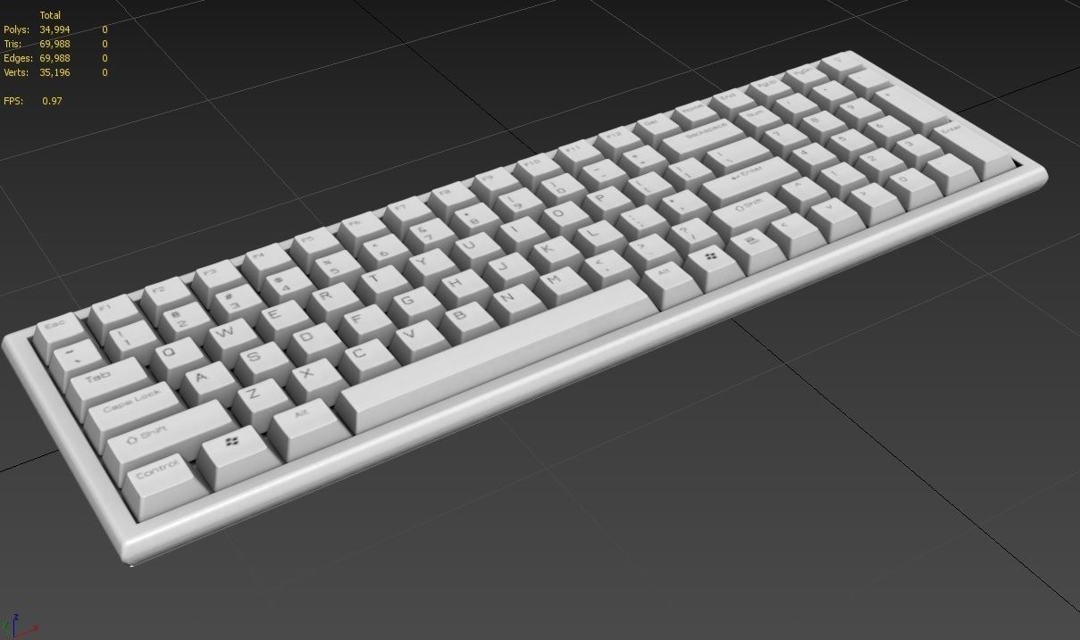 Pc Keyboard M02W Low-poly 3D model_2