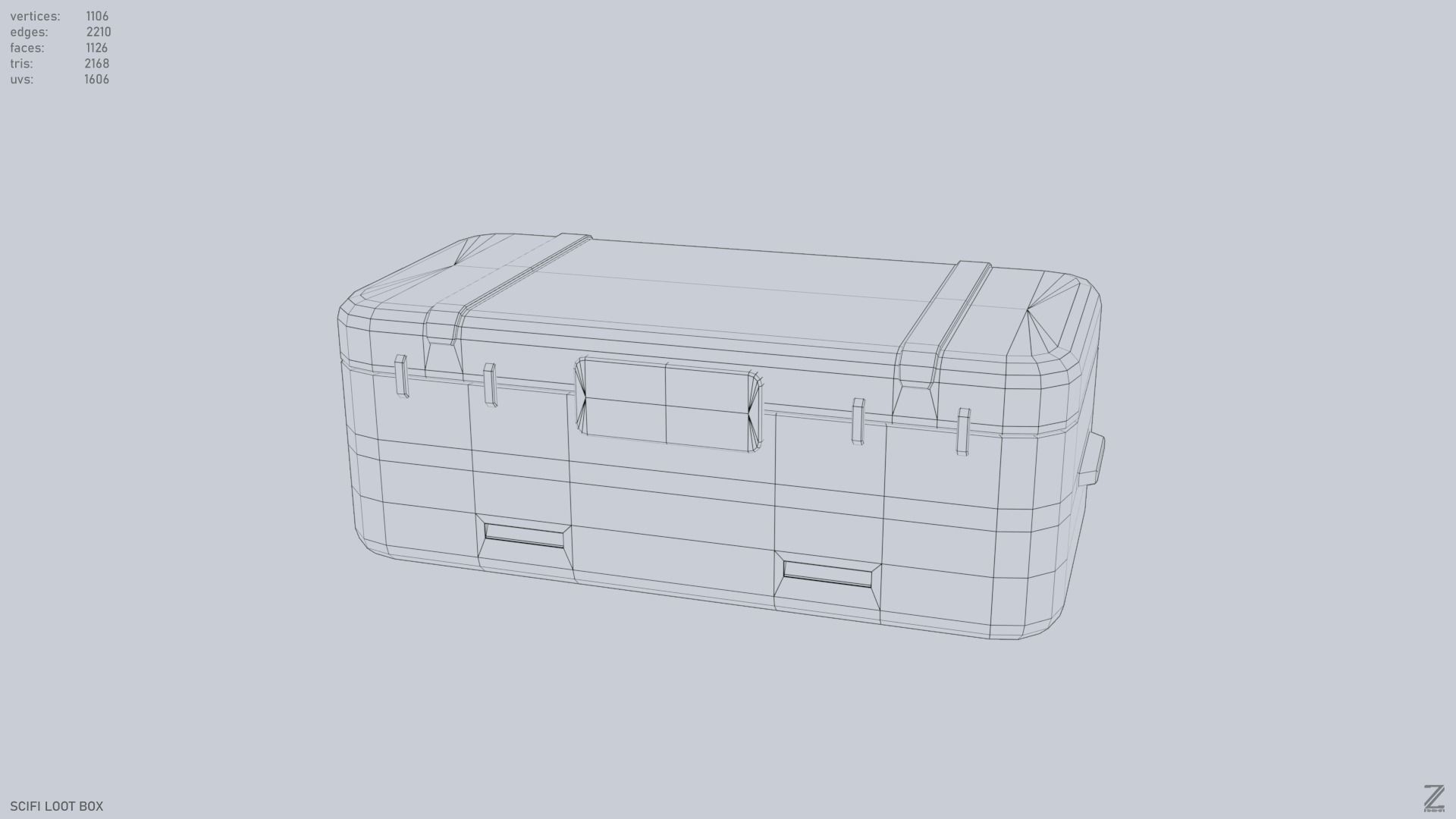 Scifi loot box Low-poly 3D model_9