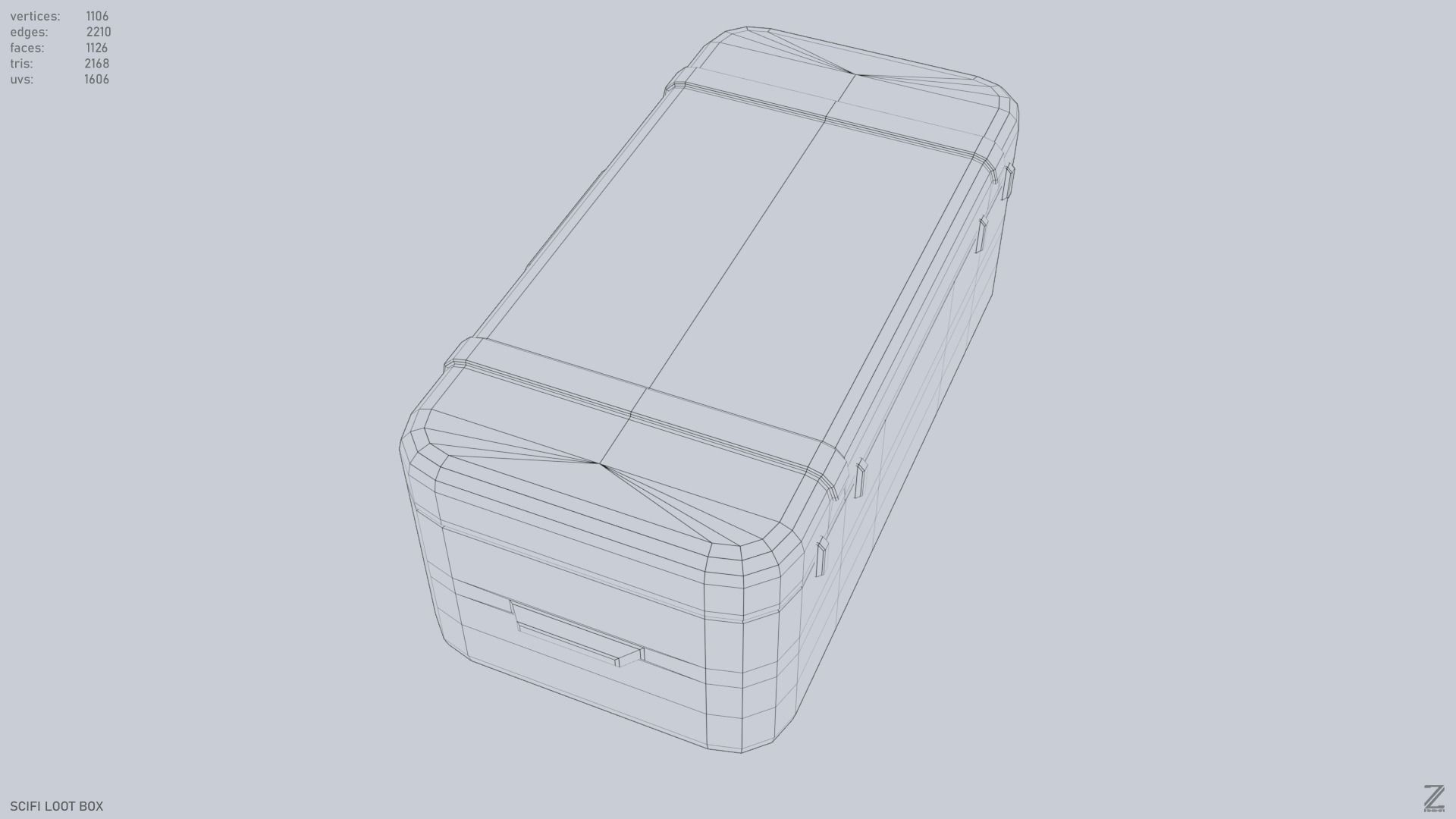 Scifi loot box Low-poly 3D model_11