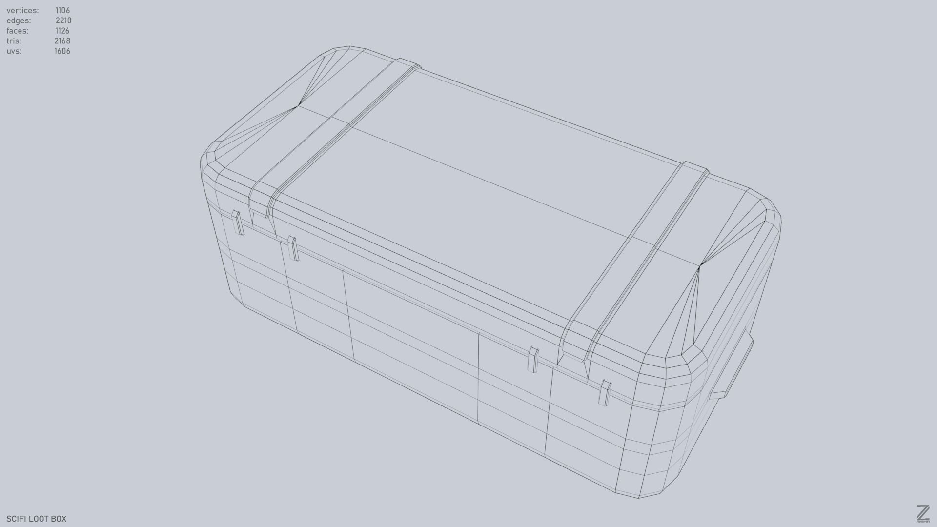 Scifi loot box Low-poly 3D model_13