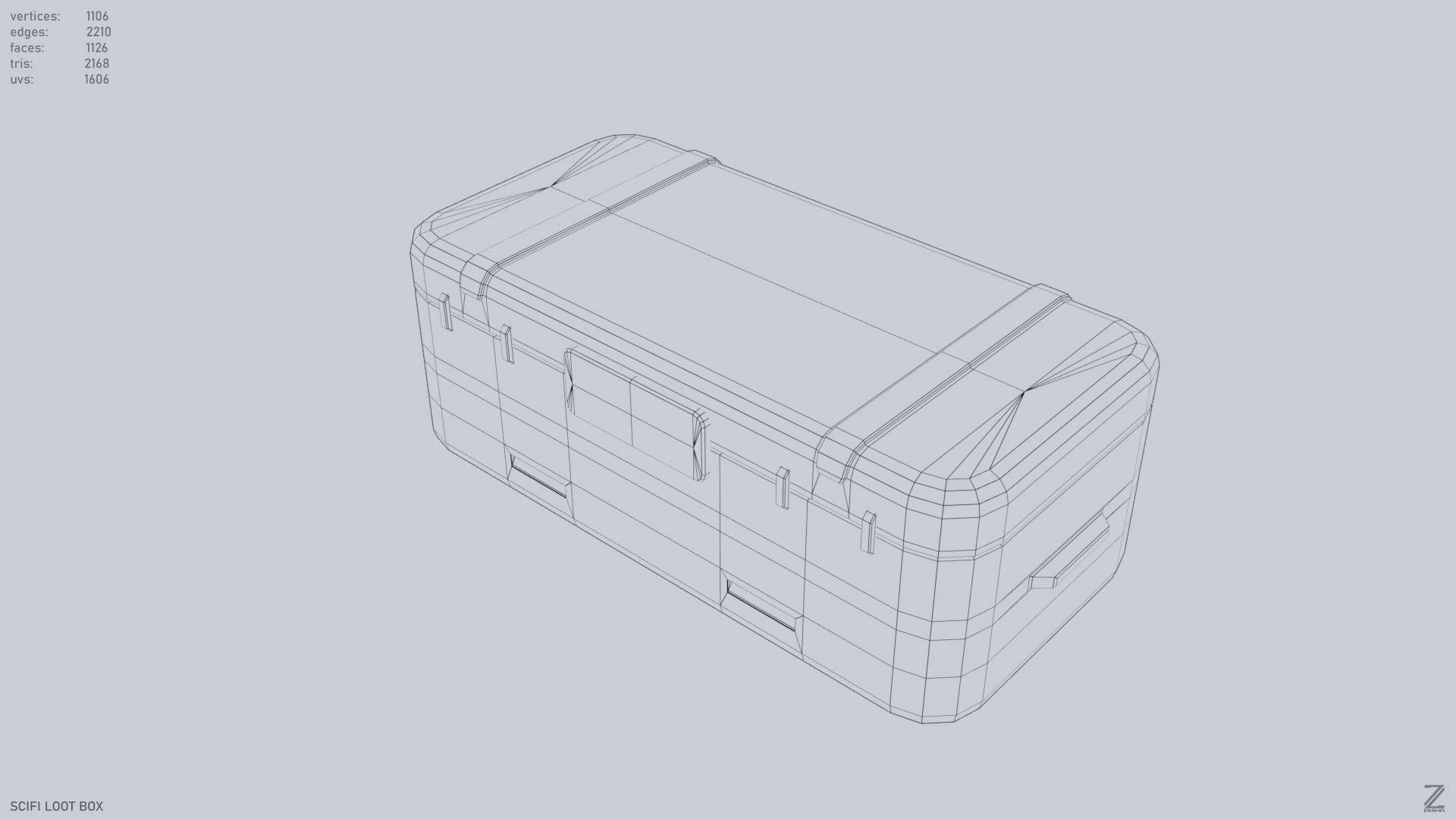 Scifi loot box Low-poly 3D model_10