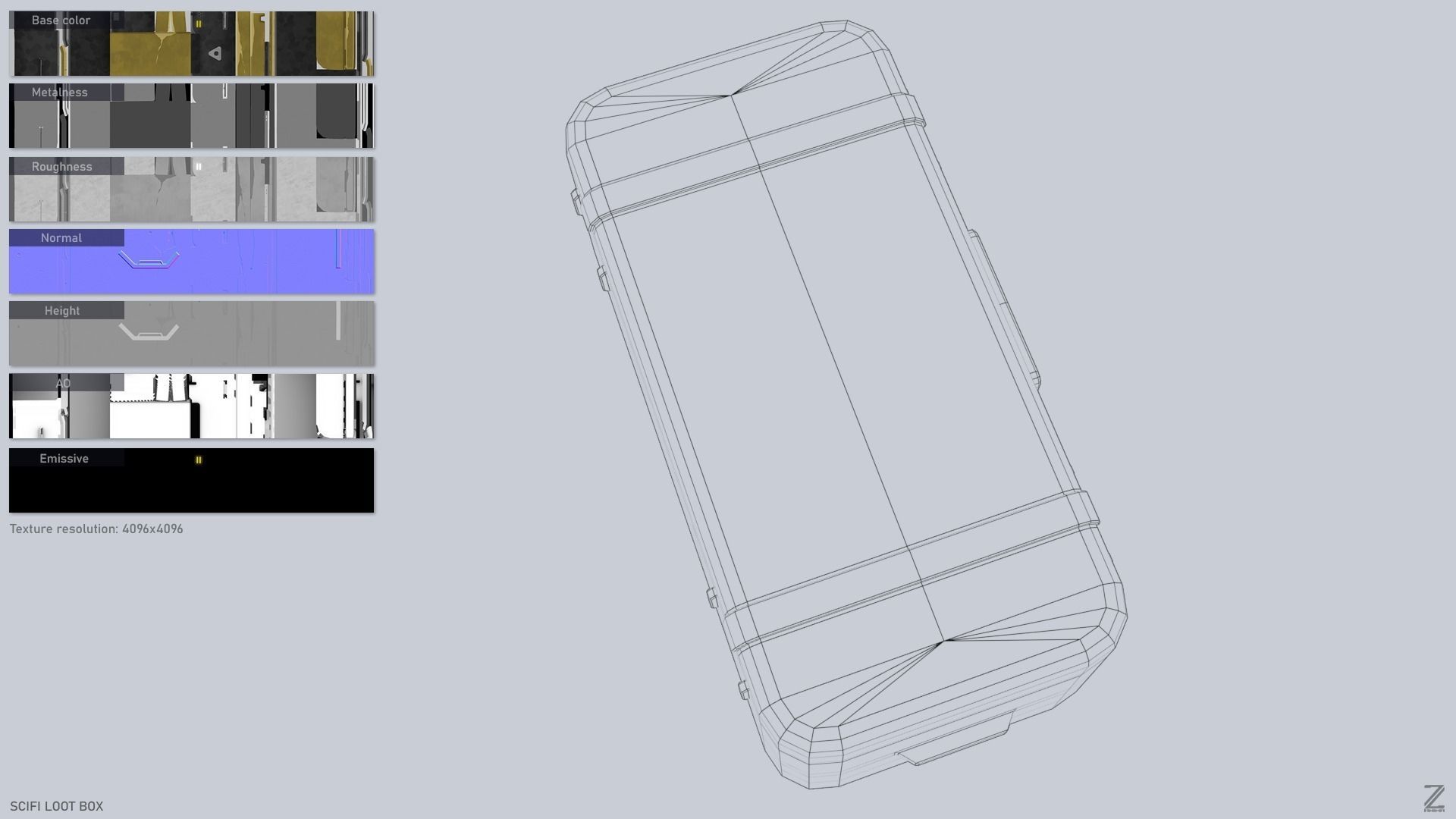 Scifi loot box Low-poly 3D model_3