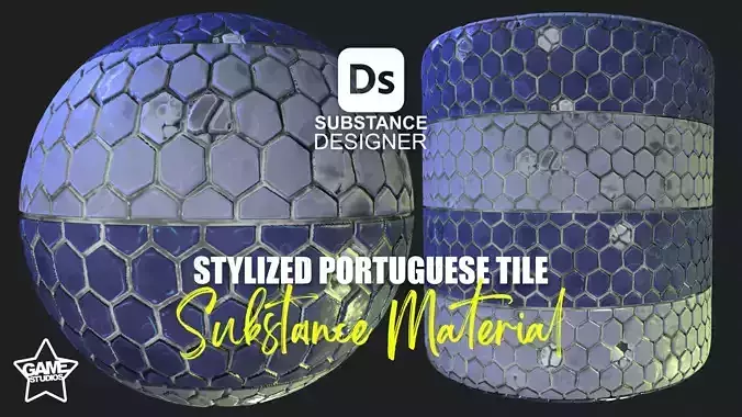 Stylized Portuguese Tiles Material 01 - Substance 3D Designer Texture