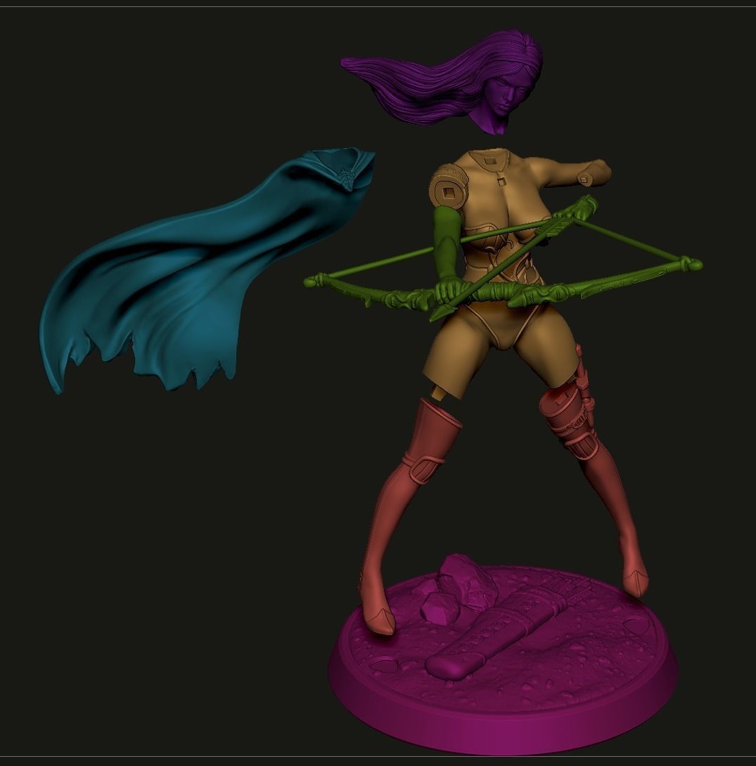 Female Archer  3D print model_5