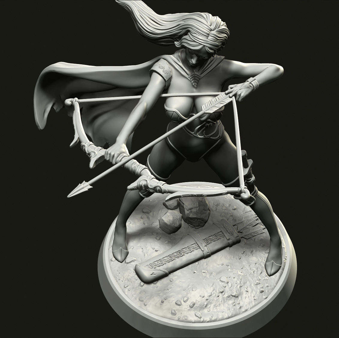 Female Archer  3D print model_4
