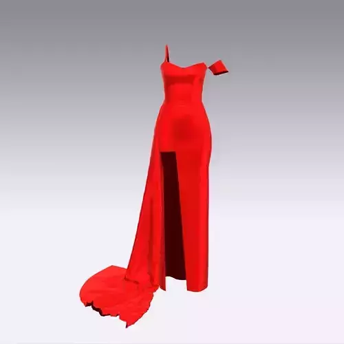 Red dress one shoulder  belt detail 