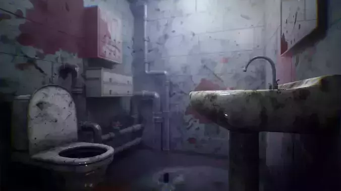 Horror Bathroom 16 Assets Low-poly 3D model