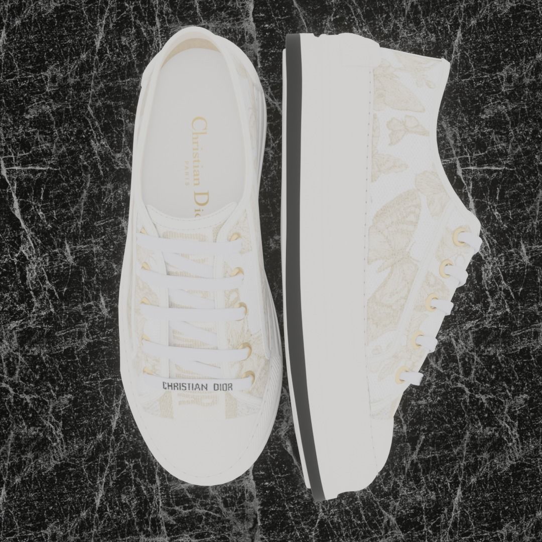 CHRISTIAN DIOR 3D SHOES - WHITE Low-poly 3D model_2
