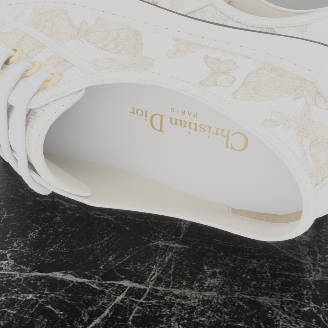 CHRISTIAN DIOR 3D SHOES - WHITE Low-poly 3D model_10