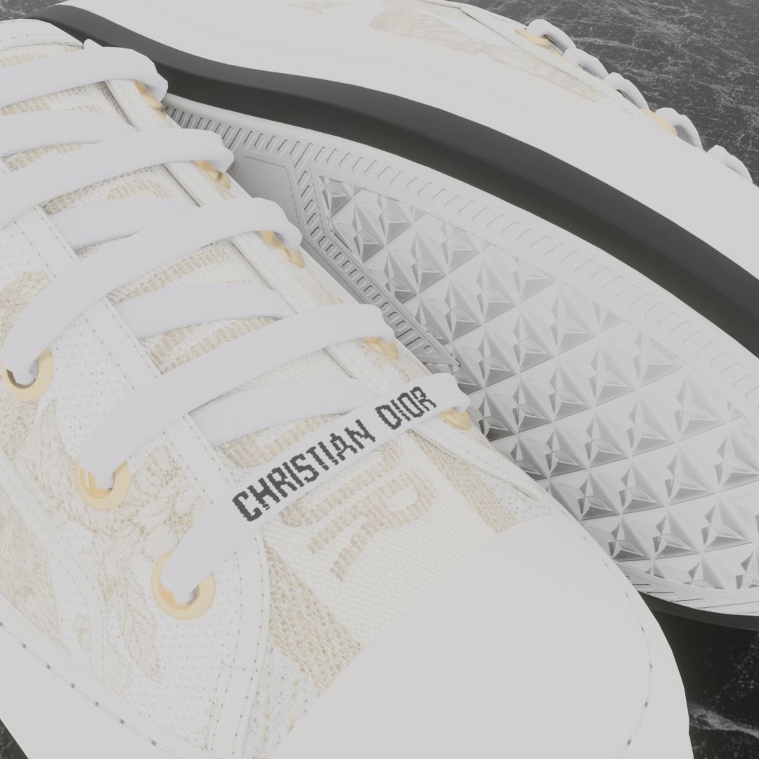 CHRISTIAN DIOR 3D SHOES - WHITE Low-poly 3D model_8