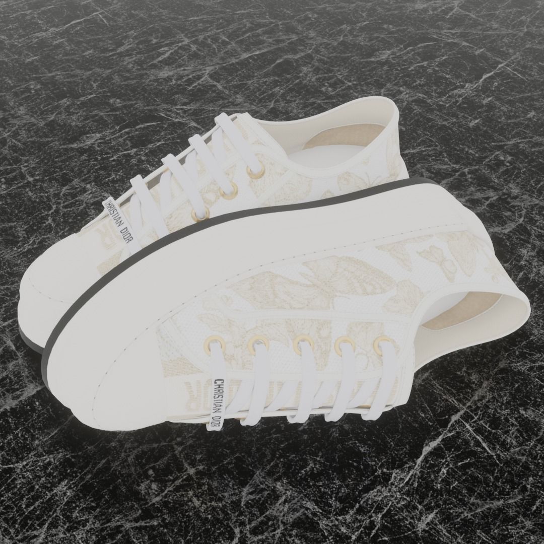 CHRISTIAN DIOR 3D SHOES - WHITE Low-poly 3D model_1