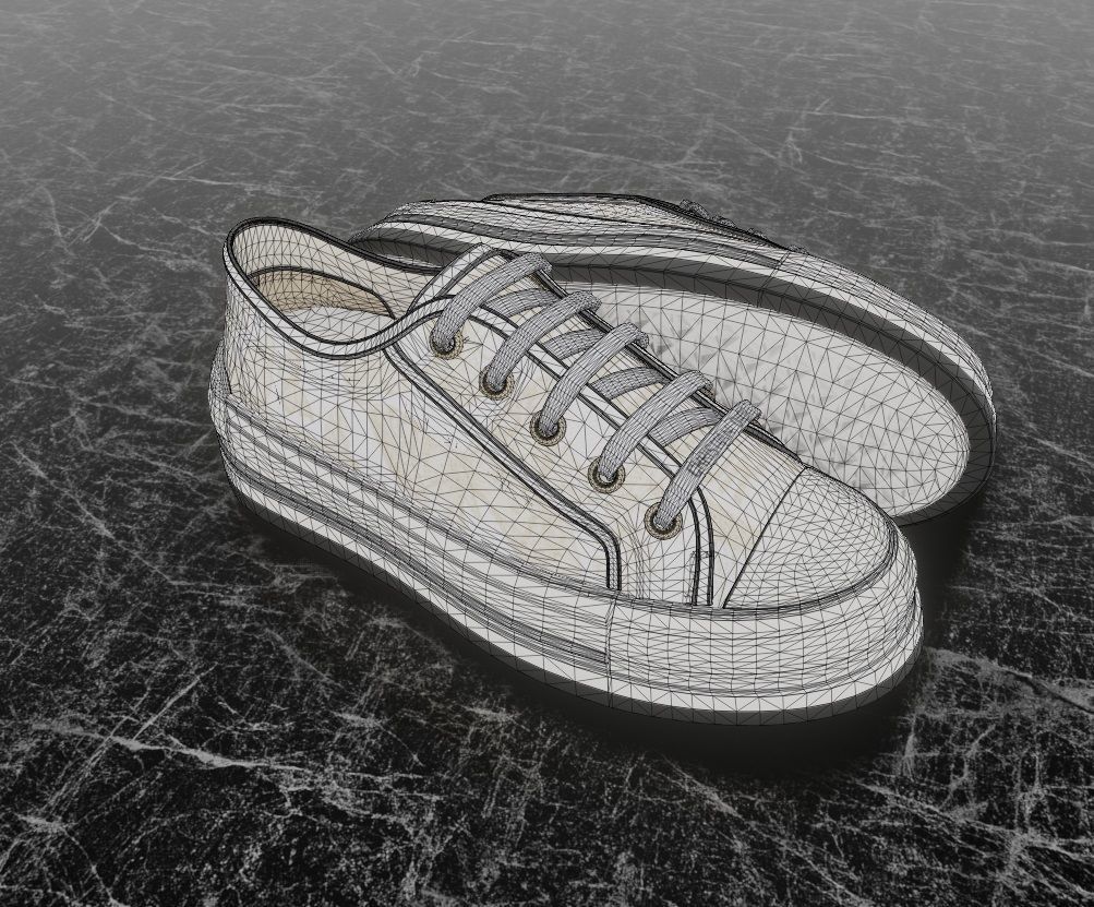 CHRISTIAN DIOR 3D SHOES - WHITE Low-poly 3D model_12