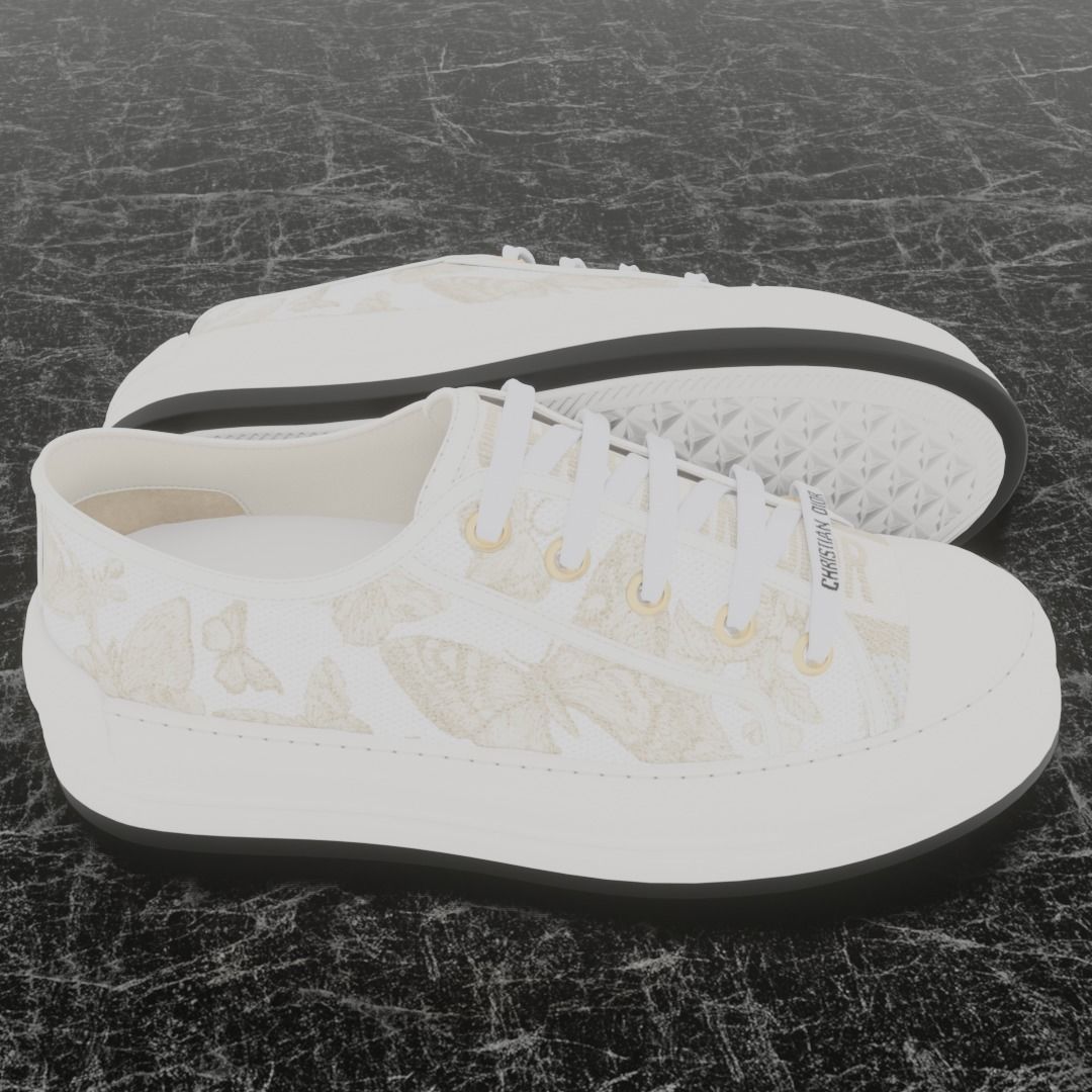 CHRISTIAN DIOR 3D SHOES - WHITE Low-poly 3D model_4