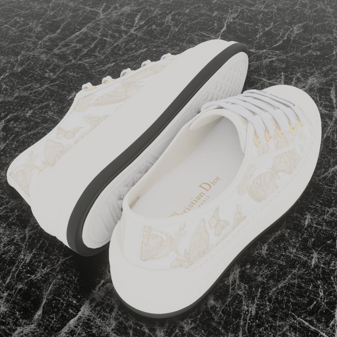 CHRISTIAN DIOR 3D SHOES - WHITE Low-poly 3D model_5
