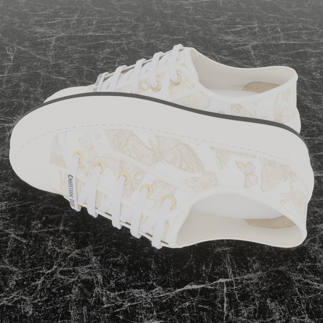 CHRISTIAN DIOR 3D SHOES - WHITE Low-poly 3D model_7