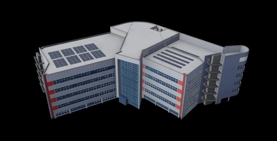 3D Building Low Poly  Low-poly 3D model_2