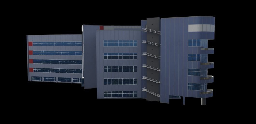 3D Building Low Poly  Low-poly 3D model_3