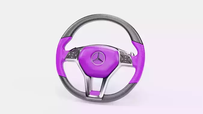 3d Steering Wheel With Purple Cover 3D model