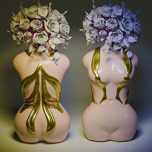 Fairy themed girl shaped flower vase and pen holder 3D print model