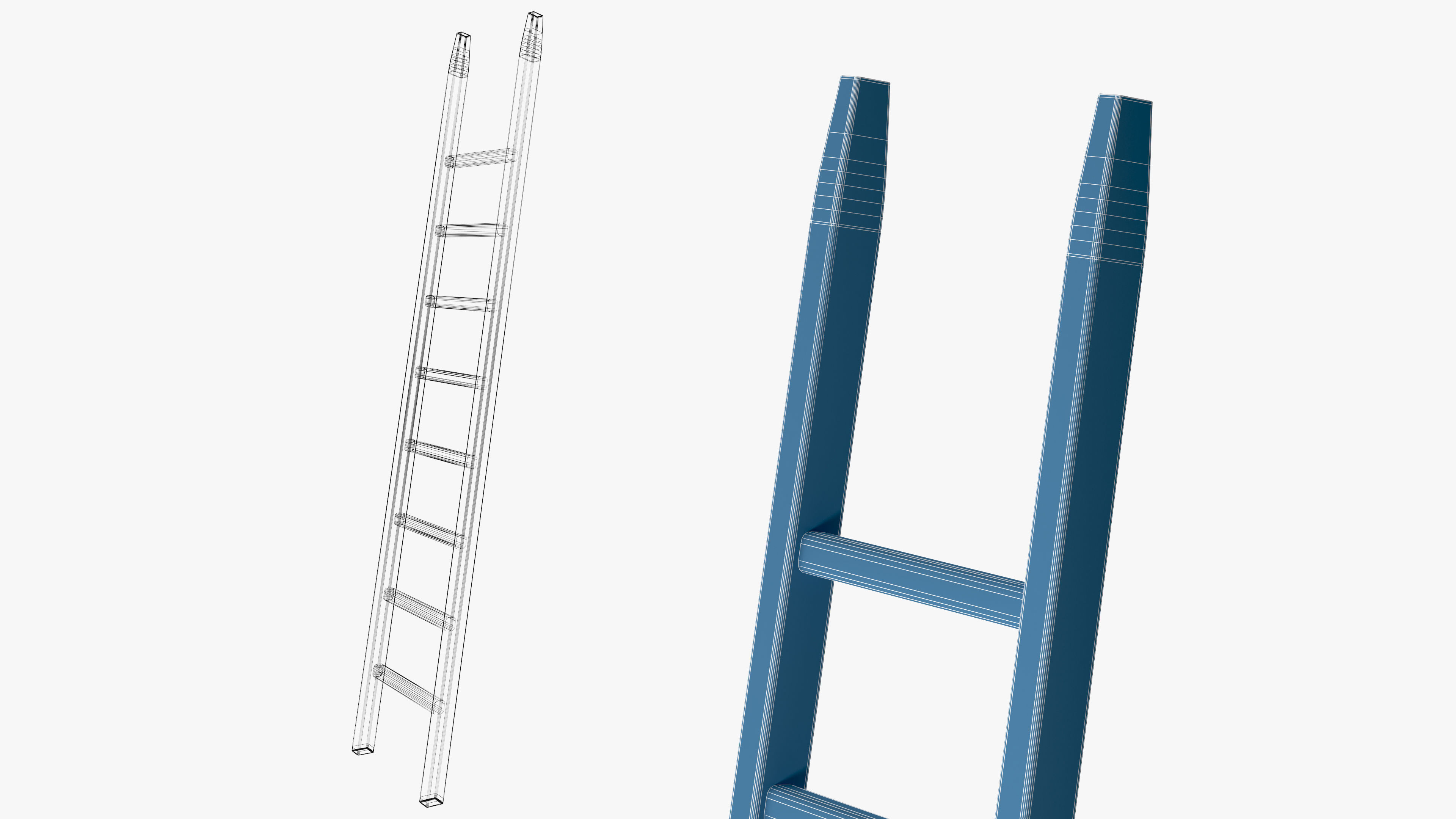 stair wood Low-poly 3D model_8