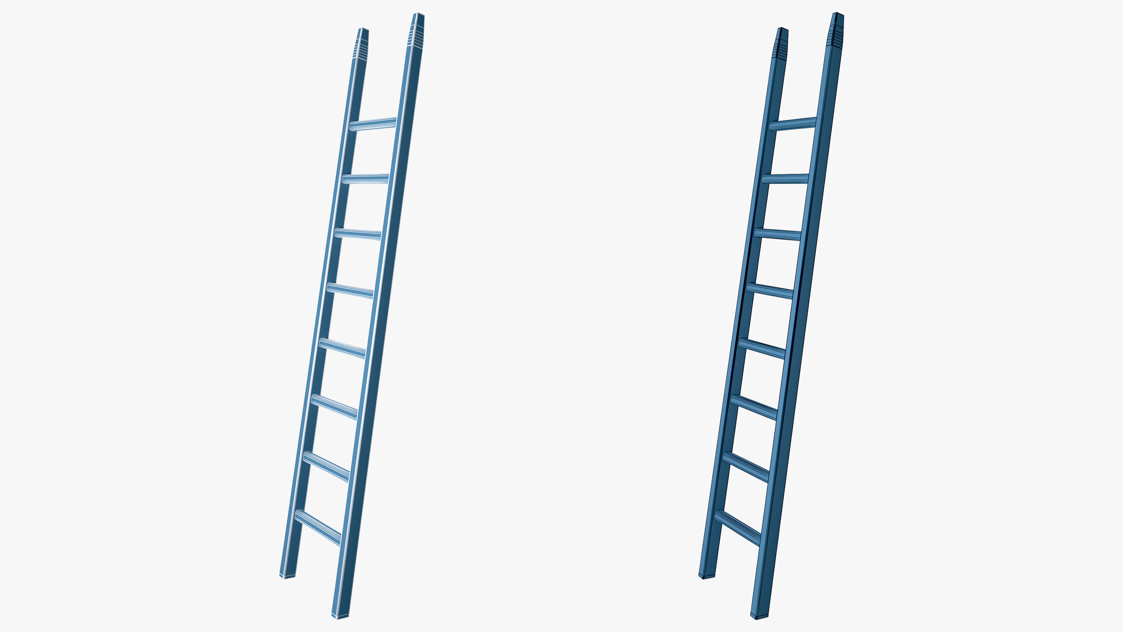 stair wood Low-poly 3D model_7