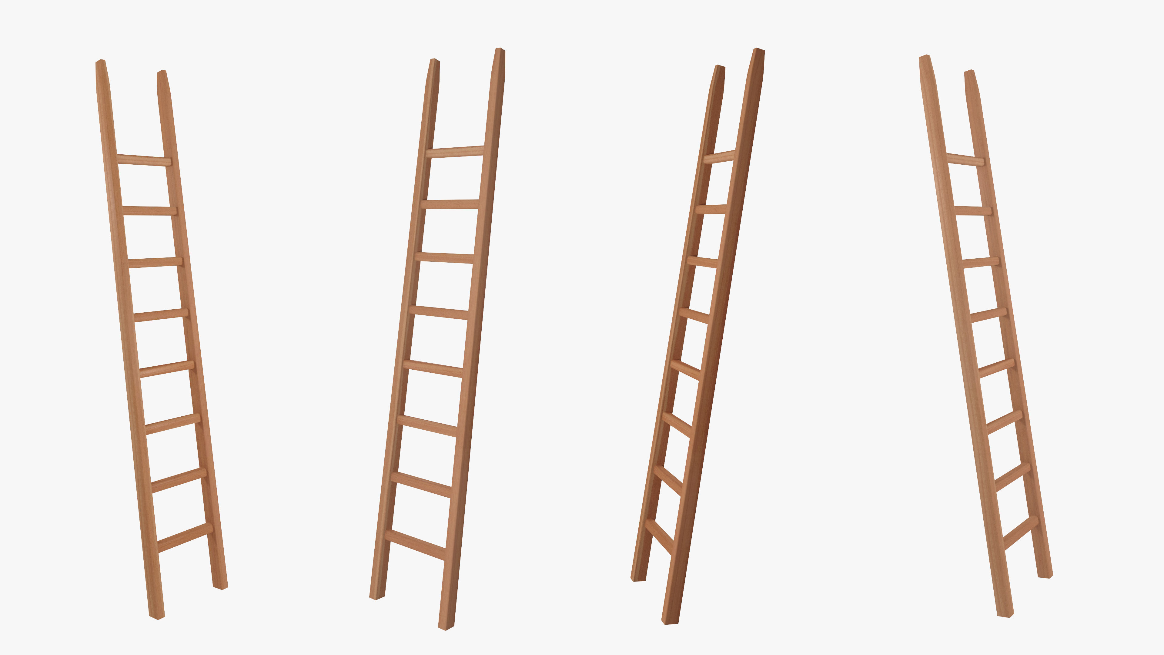 stair wood Low-poly 3D model_2