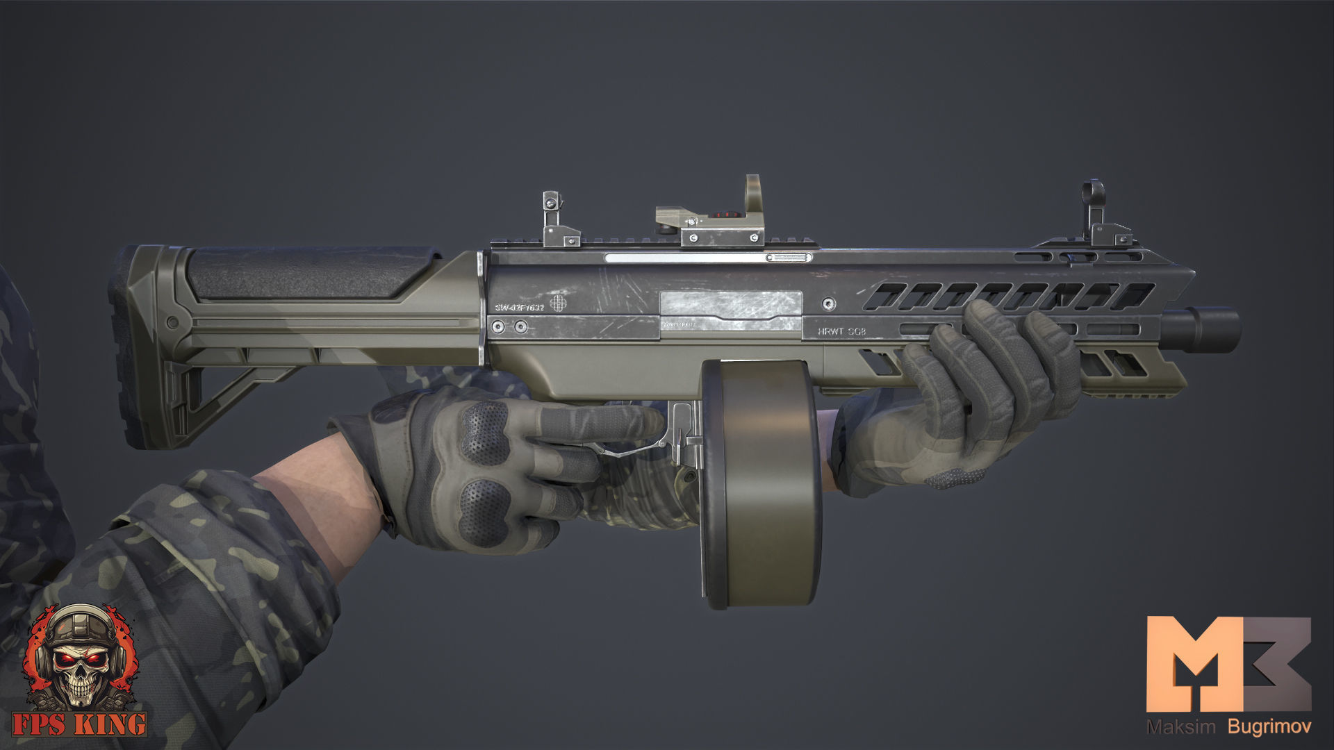 FPS Automatic Shotgun Animations Low-poly 3D model_8