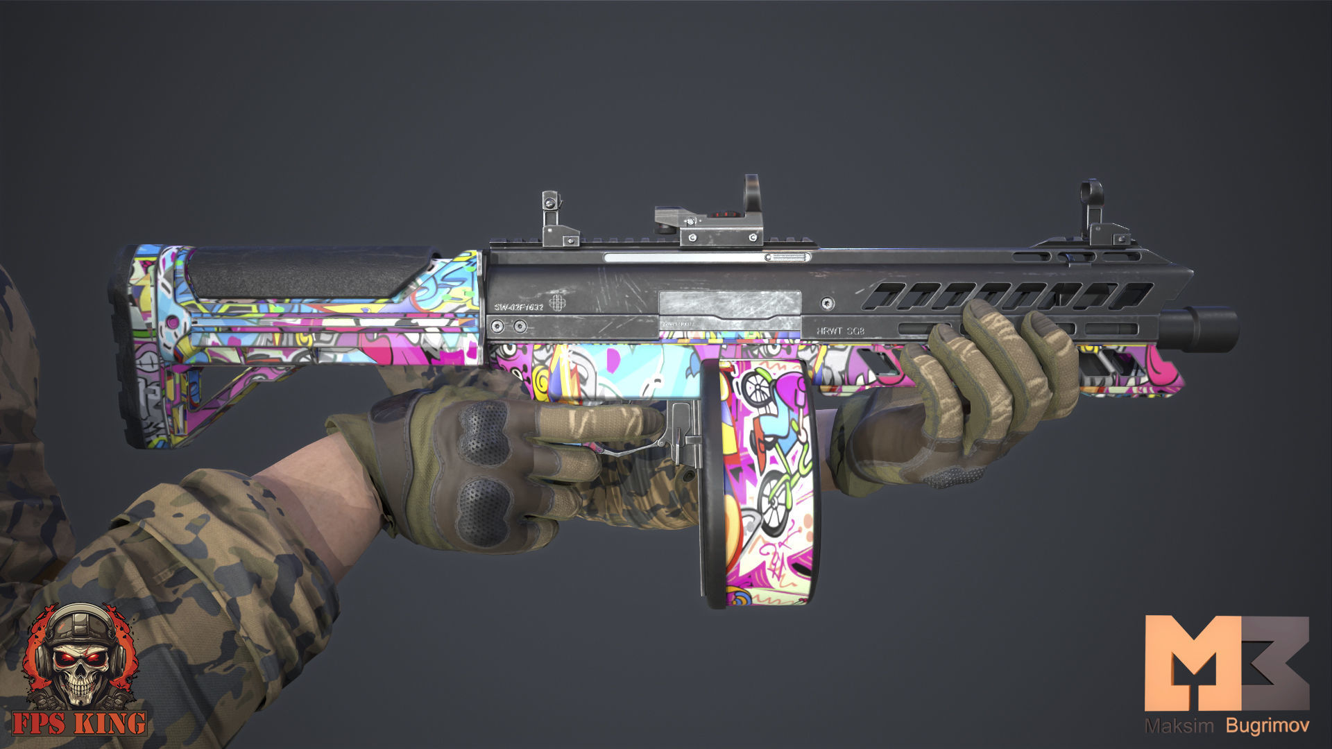 FPS Automatic Shotgun Animations Low-poly 3D model_7