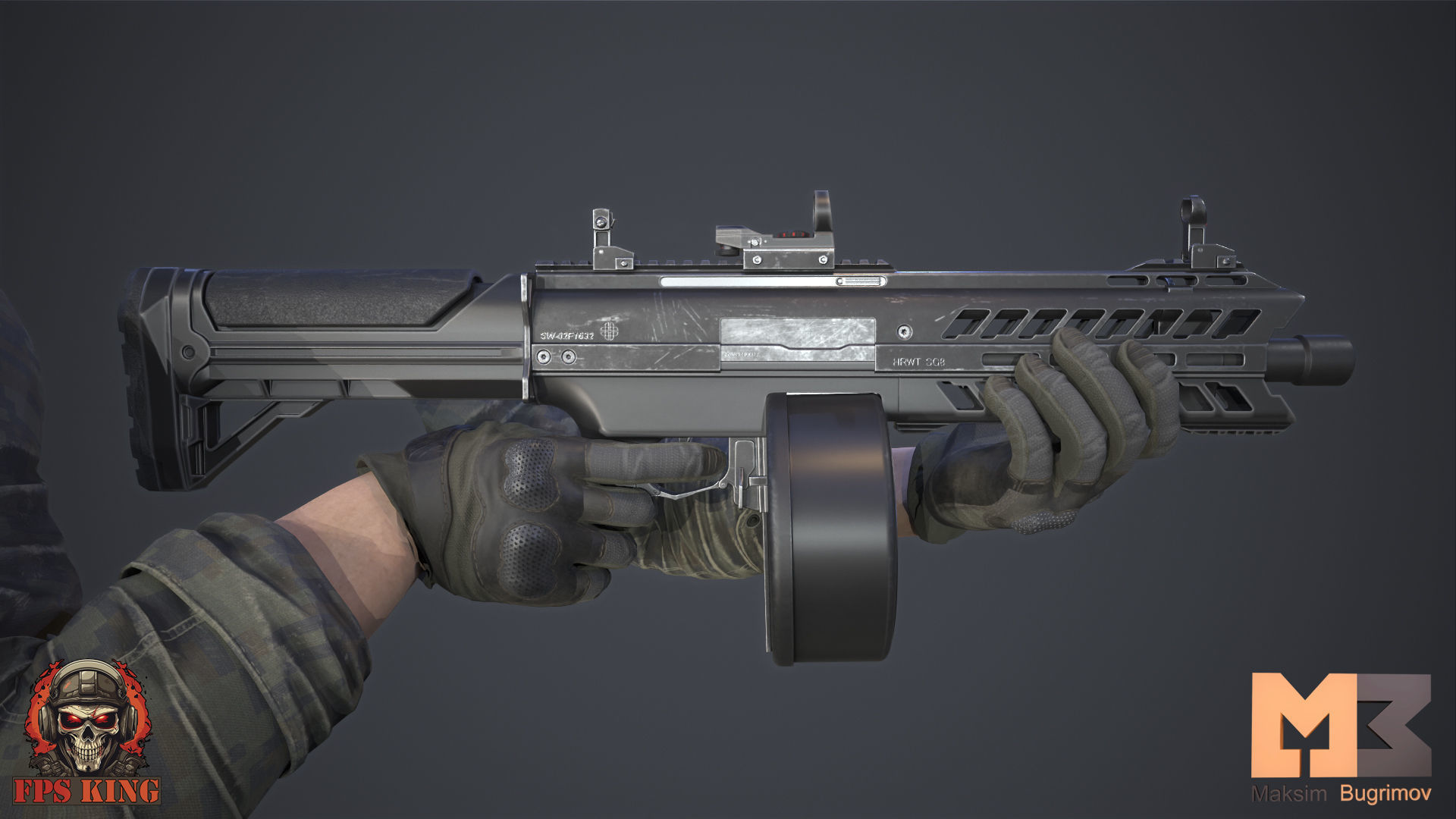 FPS Automatic Shotgun Animations Low-poly 3D model_9