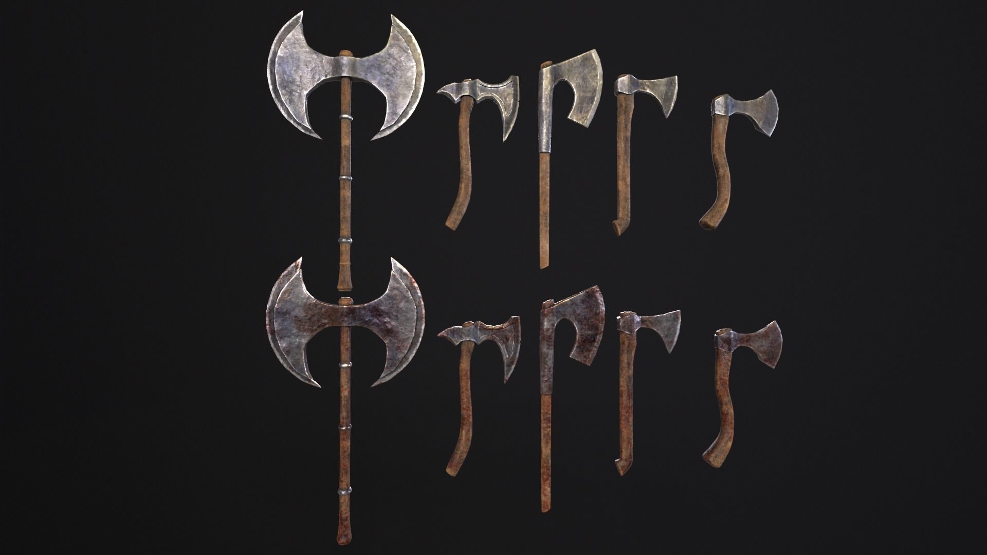 Medieval Axe Kit Low-poly 3D model_20