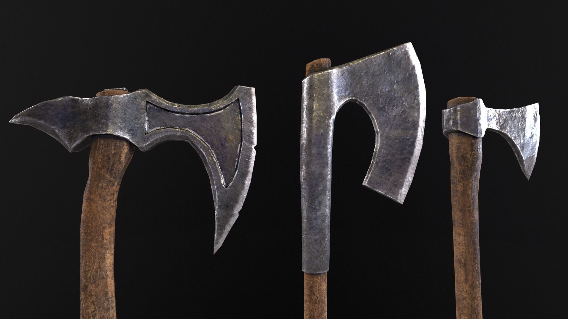 Medieval Axe Kit Low-poly 3D model_14