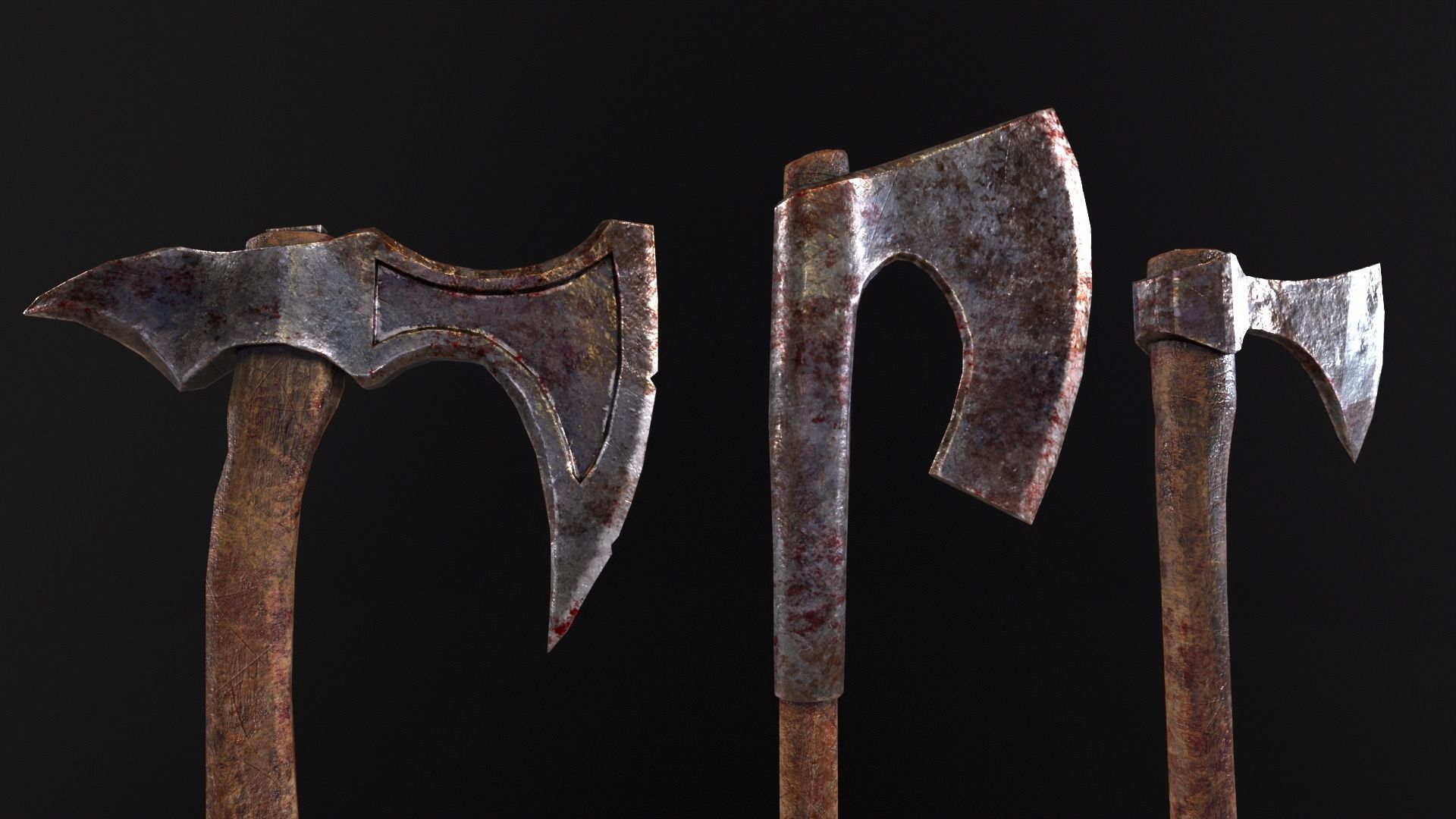 Medieval Axe Kit Low-poly 3D model_12