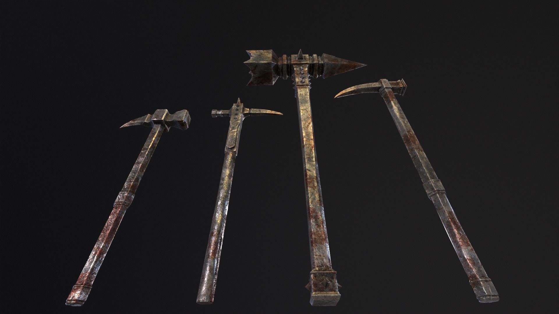 Medieval Spiked Hammer Kit Low-poly 3D model_6